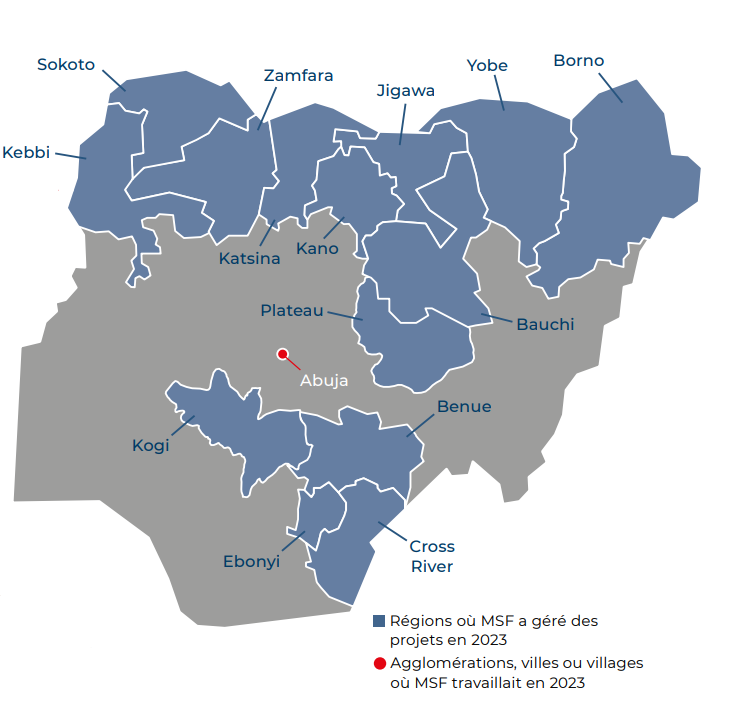 carte des actions de MSF au Nigéria