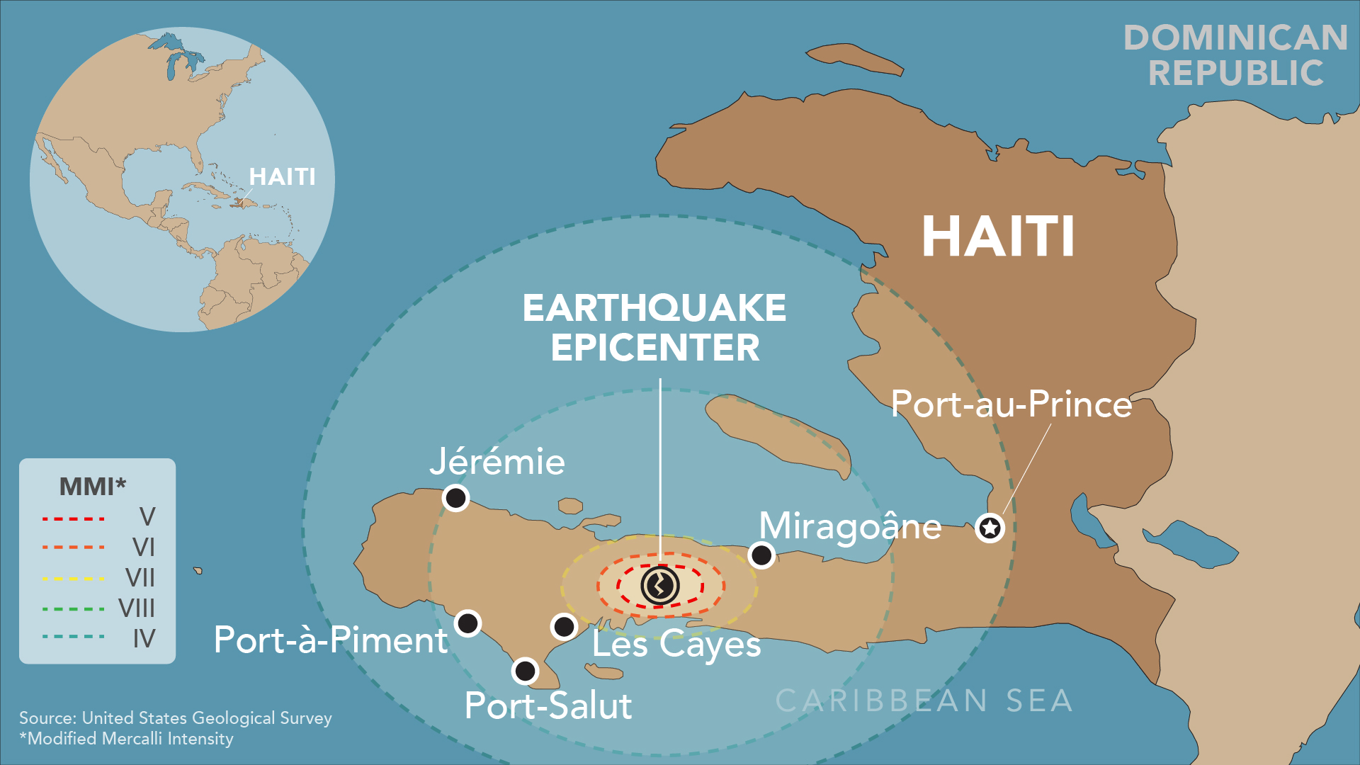 De aarbeving van zaterdag 14 augustus trof vooral de zuidelijke delen van Haïti