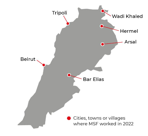 Regio's waar AZG actief was in 2022