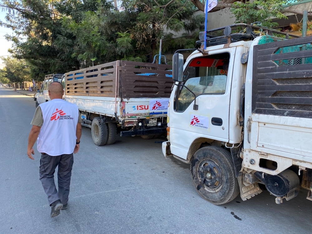 Deze truck vol levensmiddelen vertrekt vanuit Mekele naar andere gebieden in Tigray