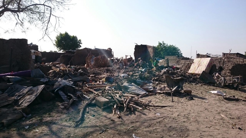 Le camp après le bombardement de l'armée nigériane