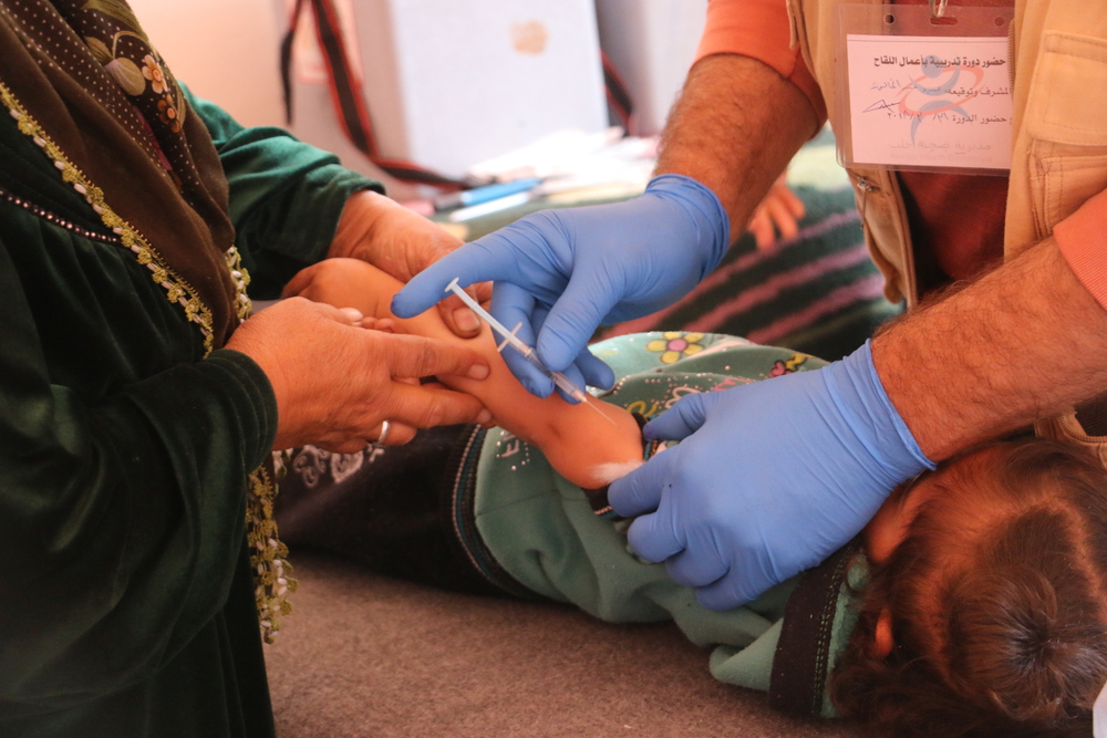 In West-Aleppo zetten we een vaccinatiecampagne op poten, gericht op kinderen onder de vijf jaar. © Sonia Verma, april 2018.