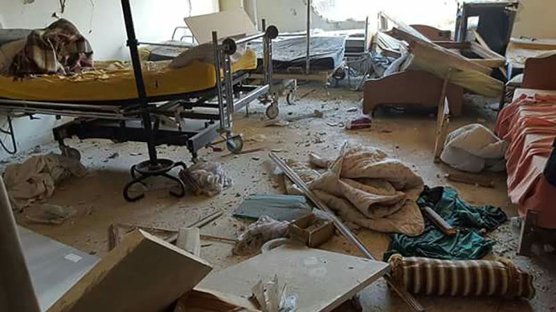 Het verwoeste ziekenhuis in Millis, na de luchtaanval. © AZG. Syrië, 2016.