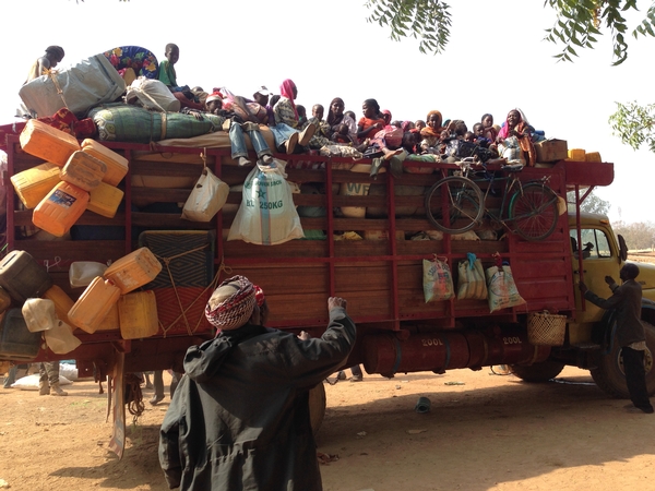 Familles musulmanes fuyant les violences à Bassangoa