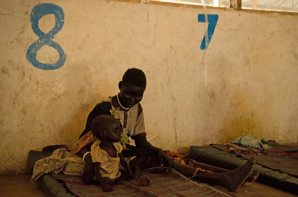 Voedingscentrum van Artsen Zonder Grenzen in het ziekenhuis van Leer, in de deelstaat Unity in Zuid-Sudan. © Nick Owen/AZG