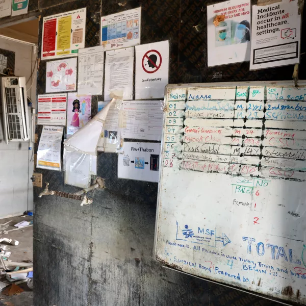 The whiteboard shows that the hospital staff was active untill the very last minute