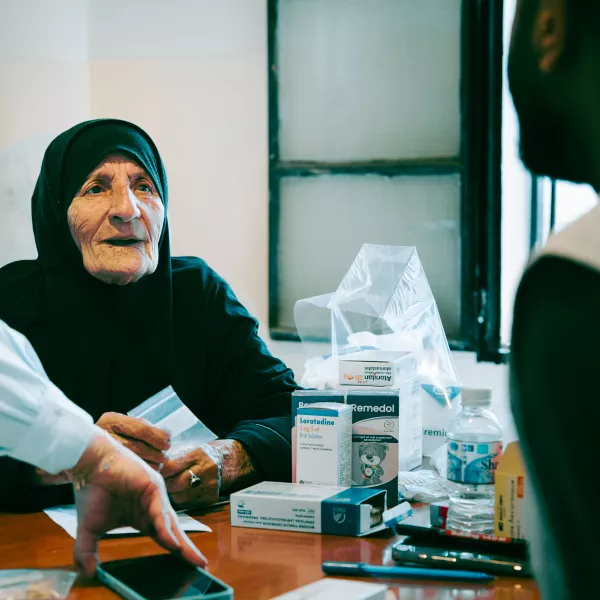 older woman talking