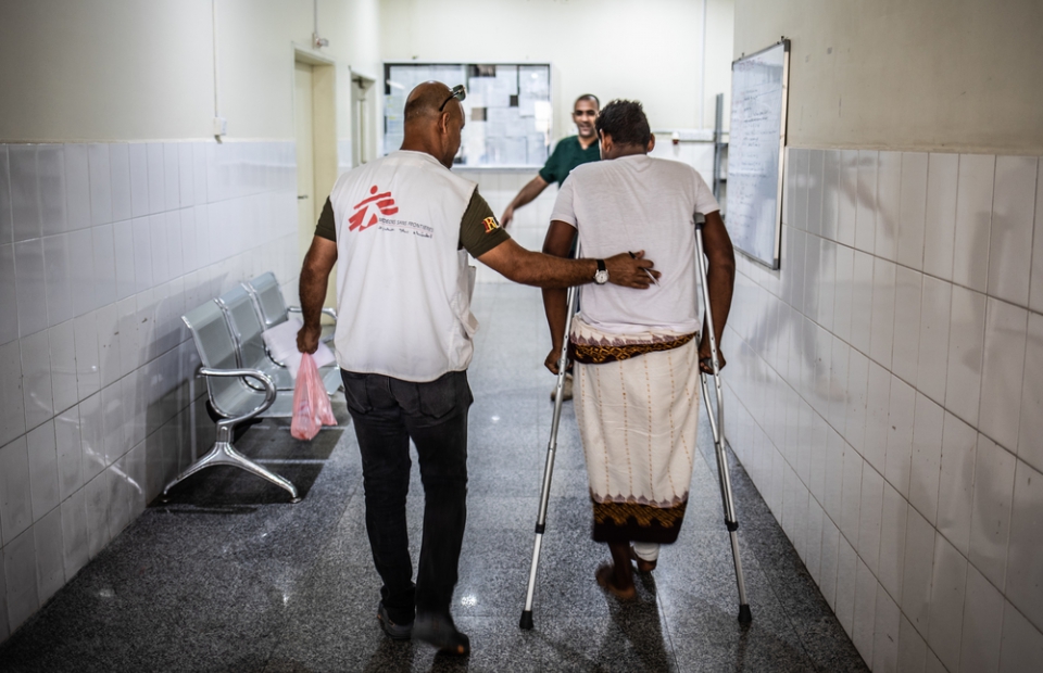In het ziekenhuis in Aden behandelen we patiënten met oorlogswonden © Agnes Varraine-Leca, december 2018