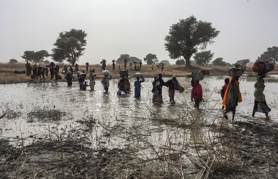 Des personnes fuyant Rann, au nord-est du Nigeria, après une attaque © MSF, janvier 2019. 