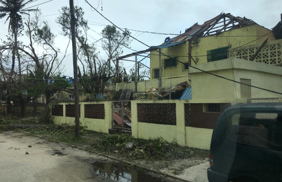 Een huis is vernield in Beira