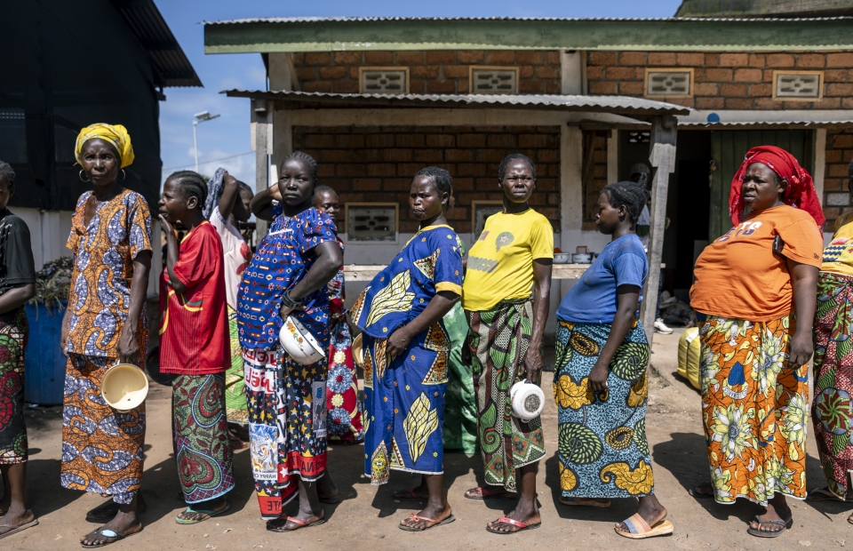 Honorine Dilyo with other women in the waiting house at the Batangafo hospital, known locally as the Bignola.