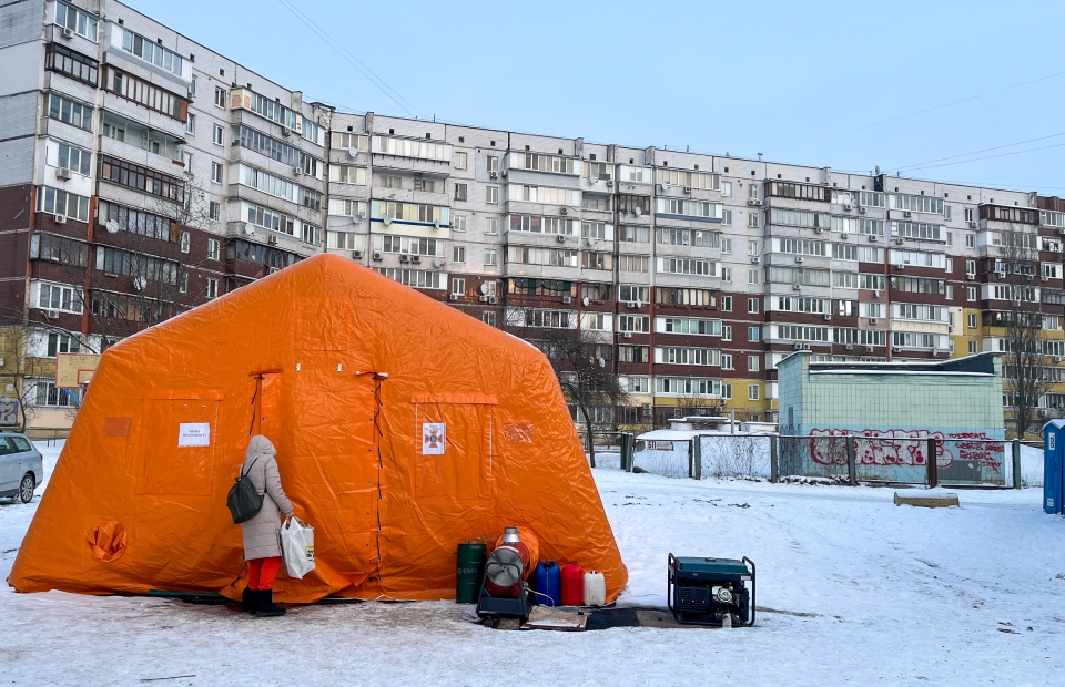 Tent in one of the districts in Kyiv.