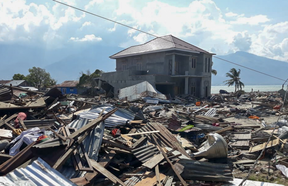 De schade in Talise, een wijk in de stad Palu op het Indonesische eiland Sulawesi, na de aardbeving en tsunami