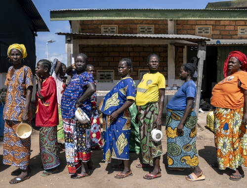 Honorine Dilyo with other women in the waiting house at the Batangafo hospital, known locally as the Bignola.